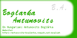 boglarka antunovits business card